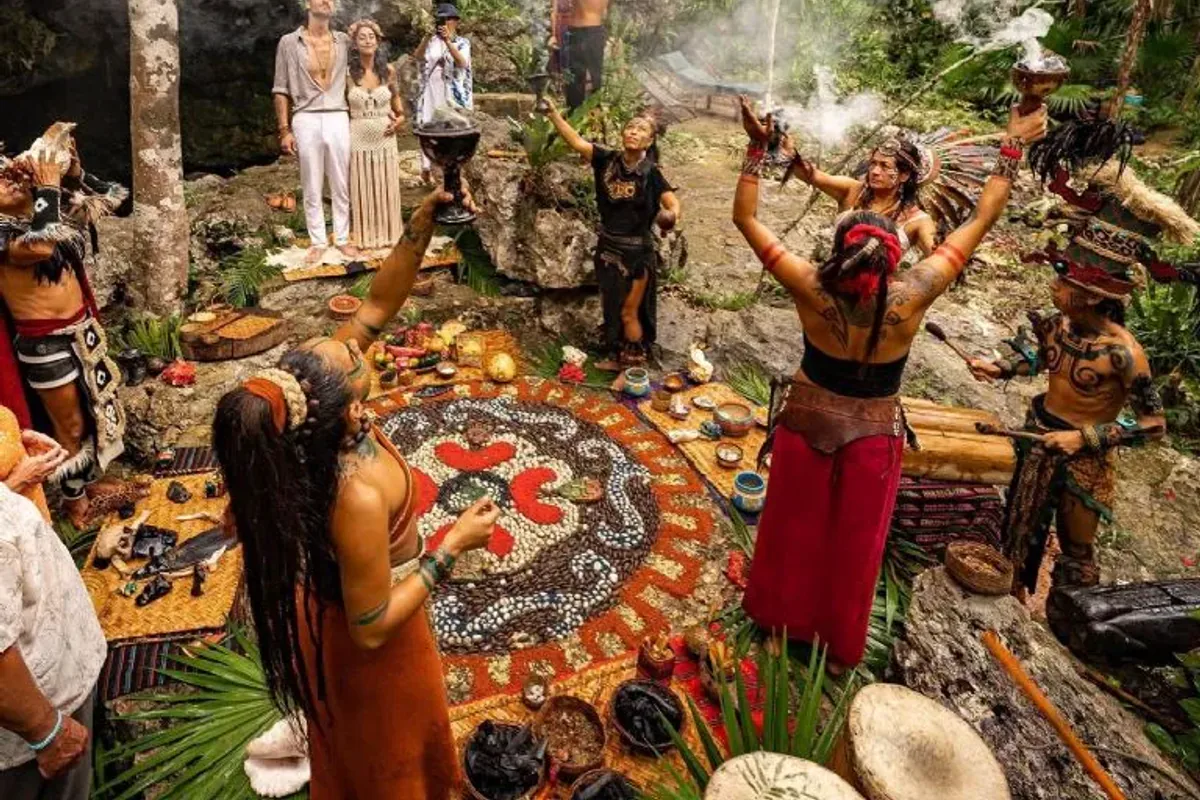 Preparazione della cerimonia maya