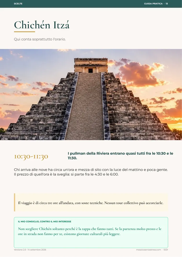 La pagina su Chichén Itzá e sugli orari