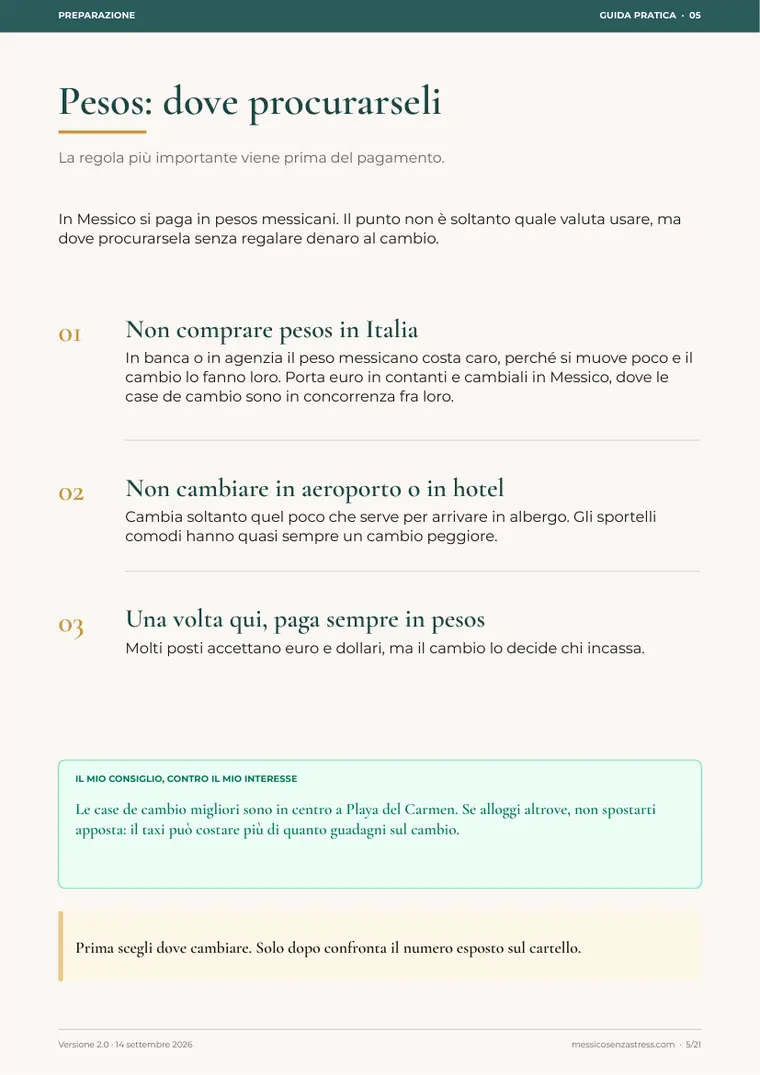 La pagina sui pesos e su dove cambiare